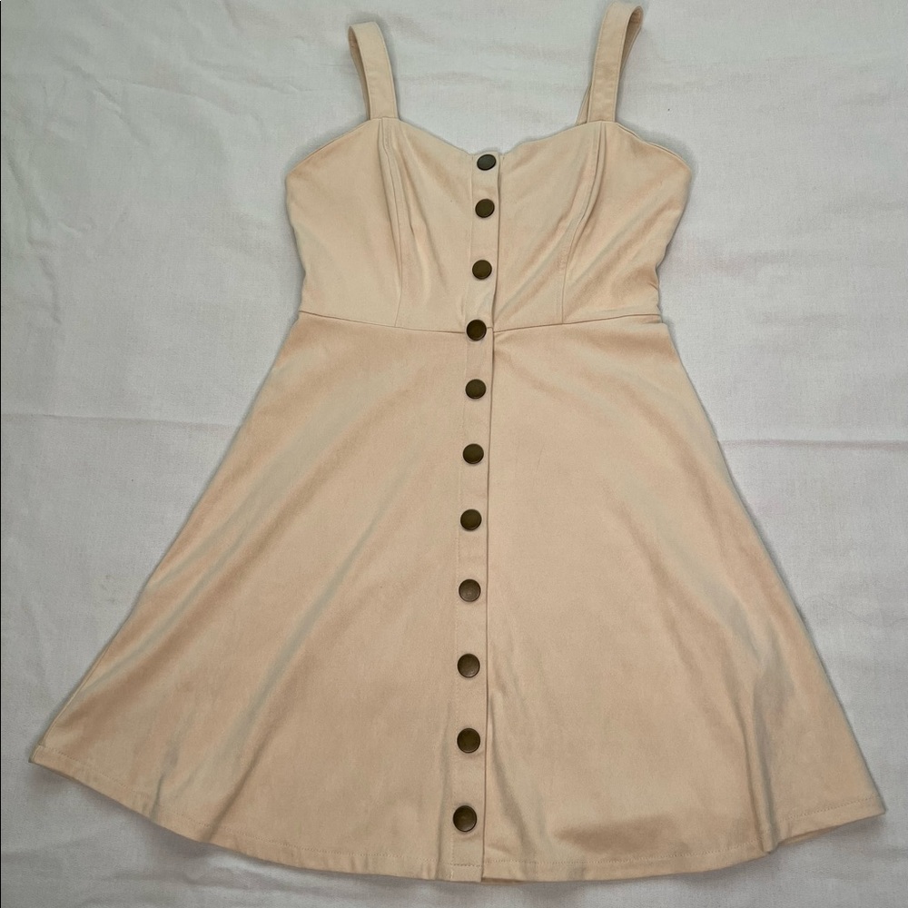 Forever 21 Cream Button up Velvet Dress